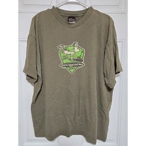 Vintage 2001 Gildan Dr. Seuss Green Eggs & Ham Graphic Green T-Shirt Tee XL